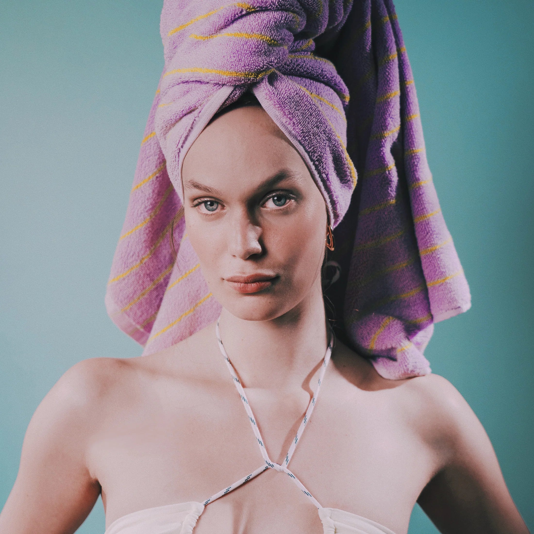 Bongusta Naram Towels | Lilac & Neon Yellow