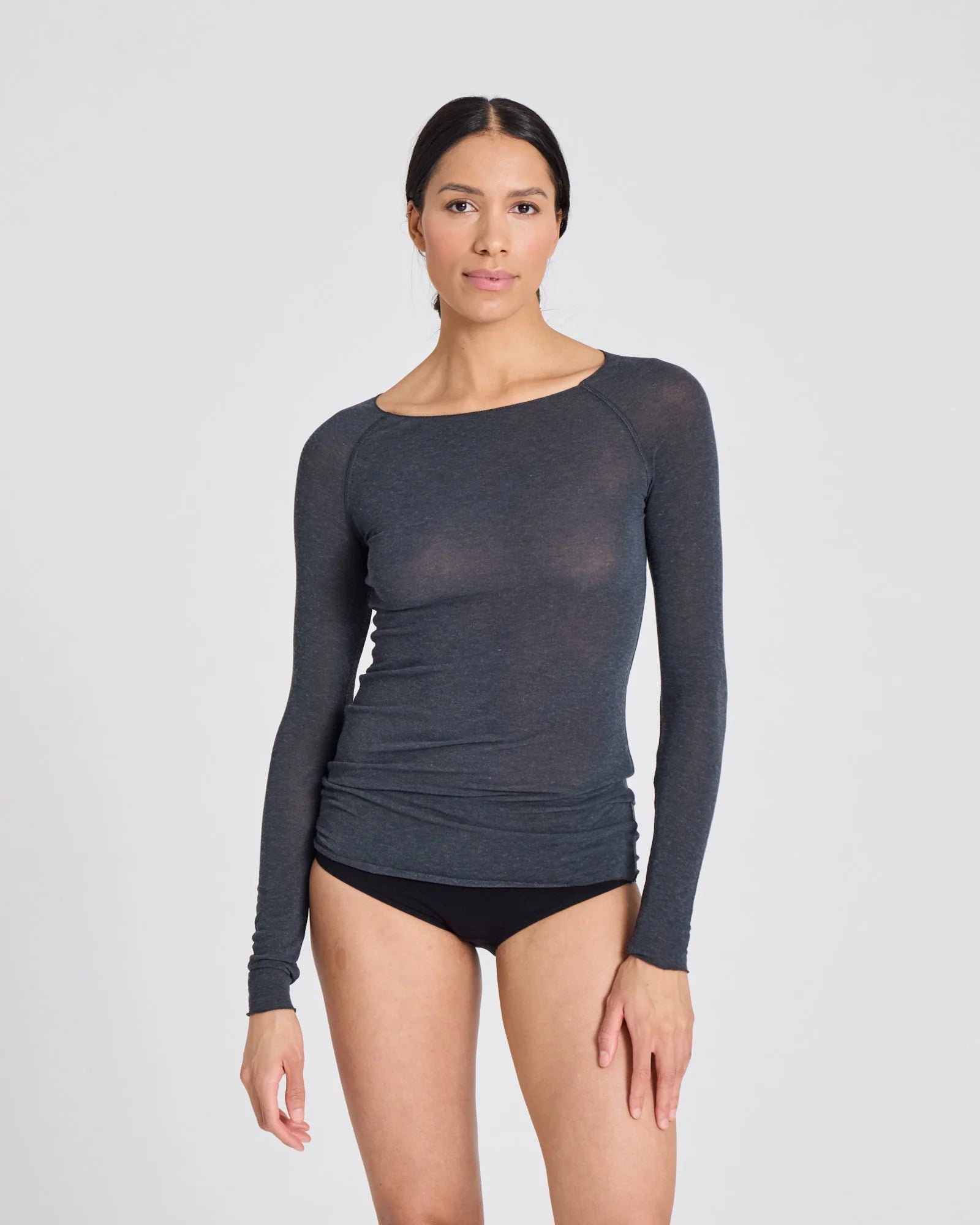GAI+LISVA Amalie Wool Top | Dark Grey Melange