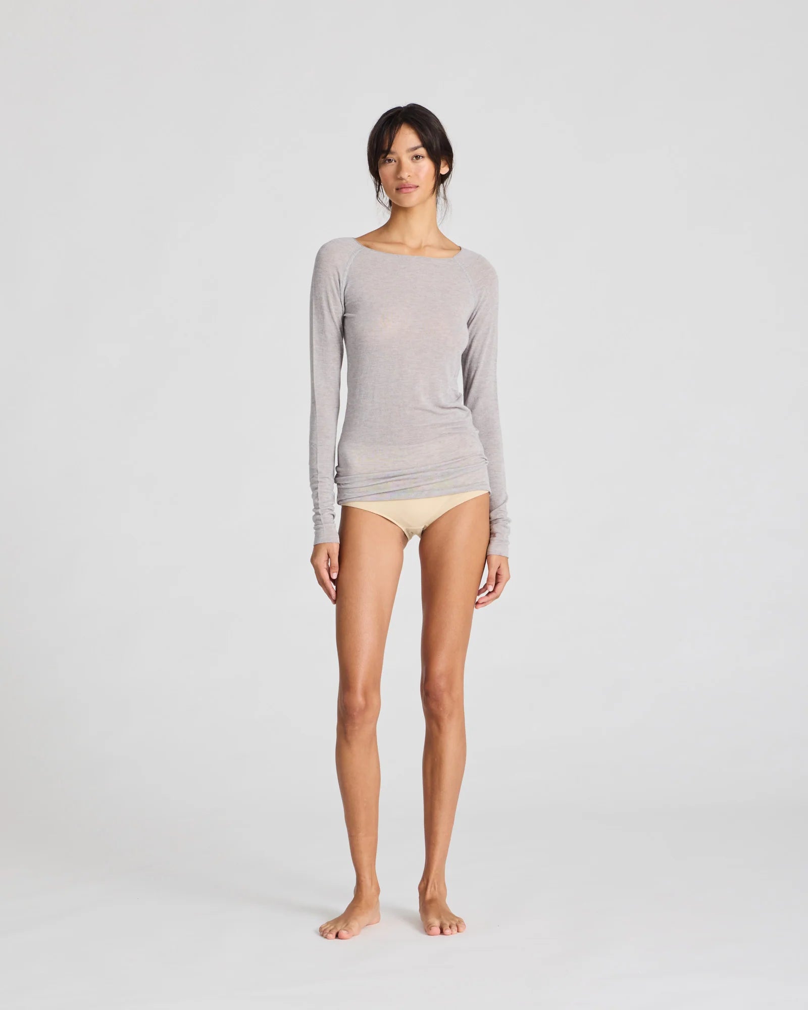 GAI+LISVA Amalie Wool Top | Light Grey Melange