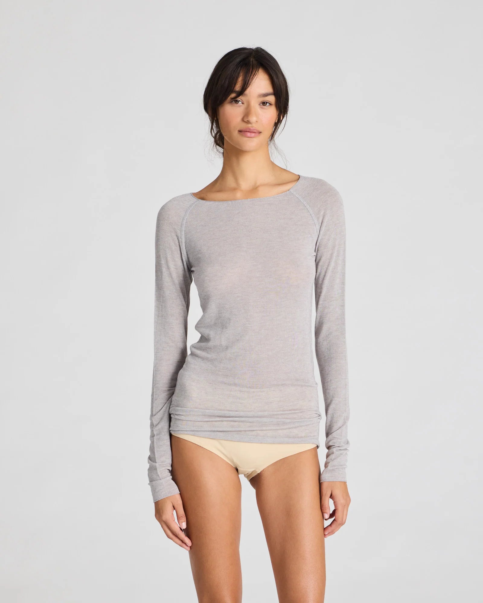 GAI+LISVA Amalie Wool Top | Light Grey Melange