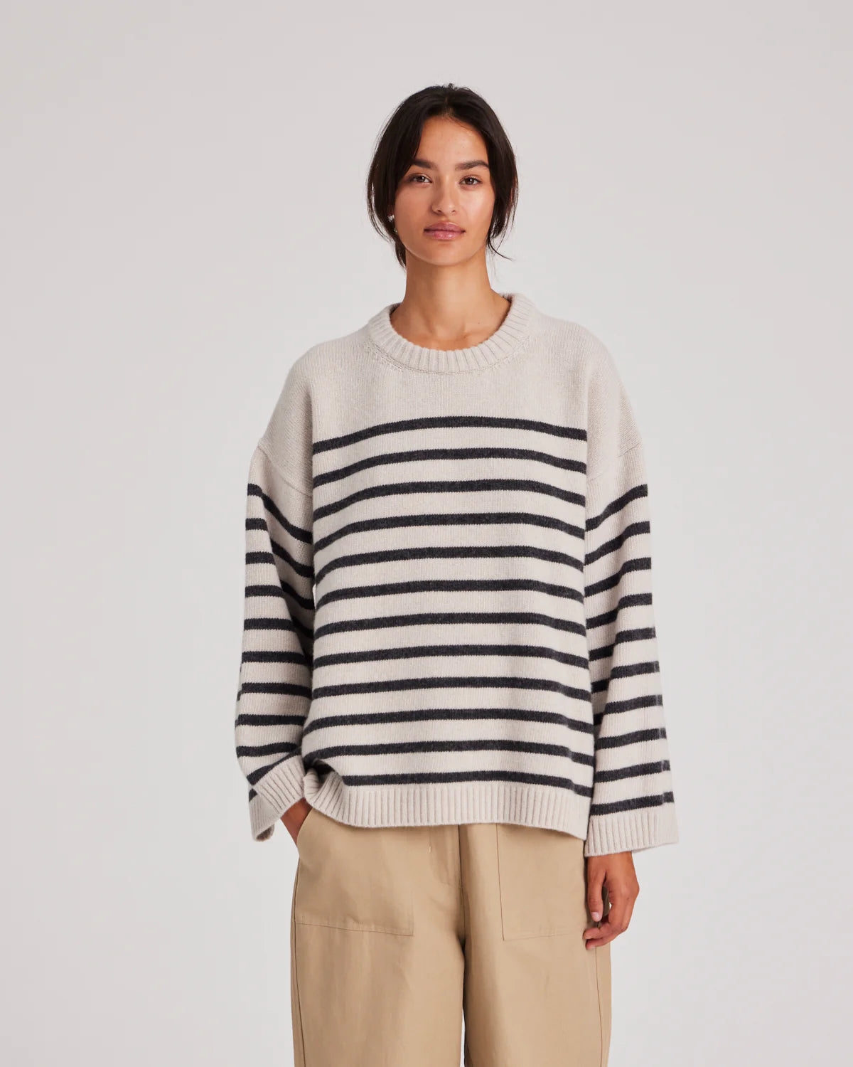 GAI+LISVA Barbera Jumper | Island Fossil/Dark Grey Stripe