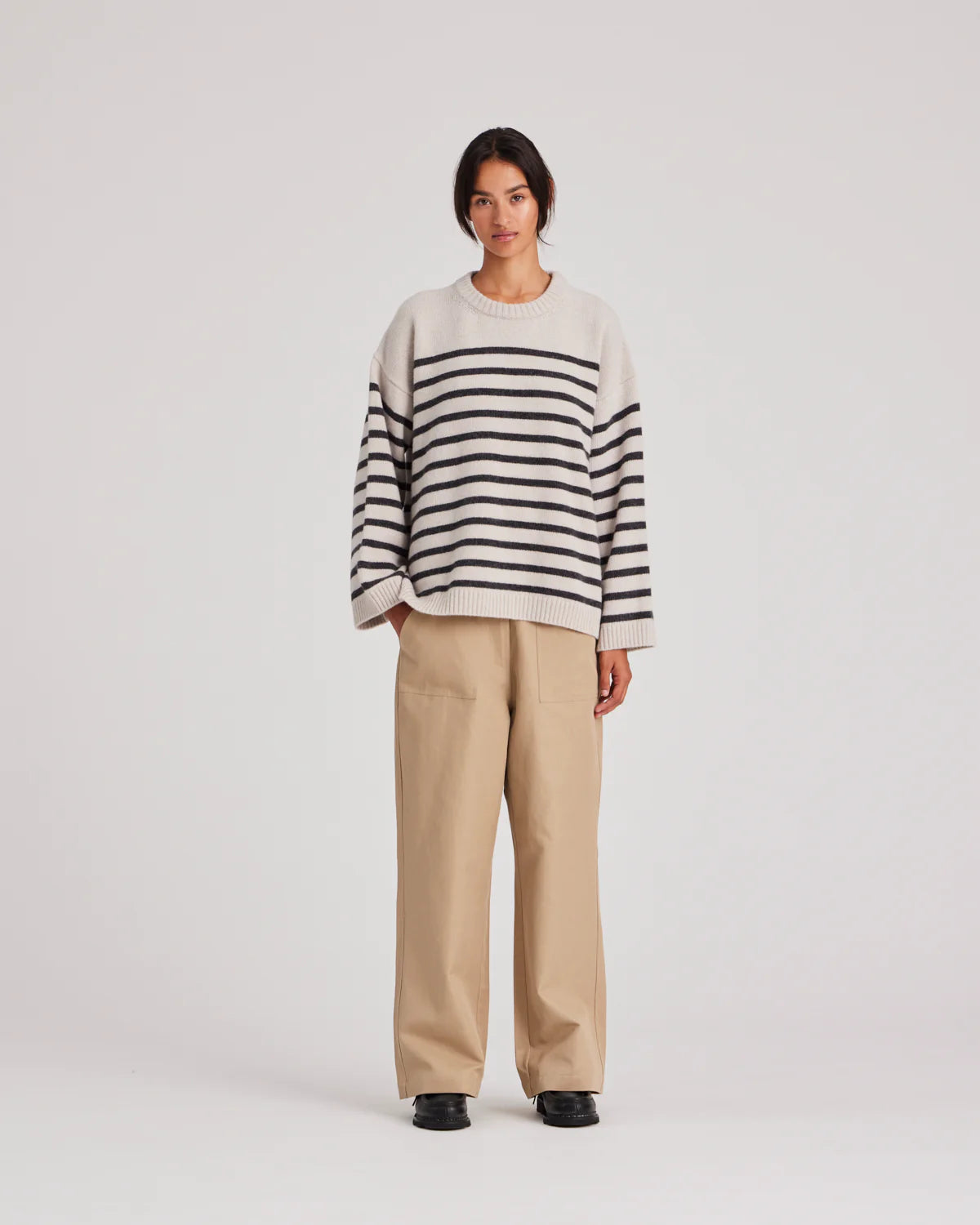 GAI+LISVA Barbera Jumper | Island Fossil/Dark Grey Stripe