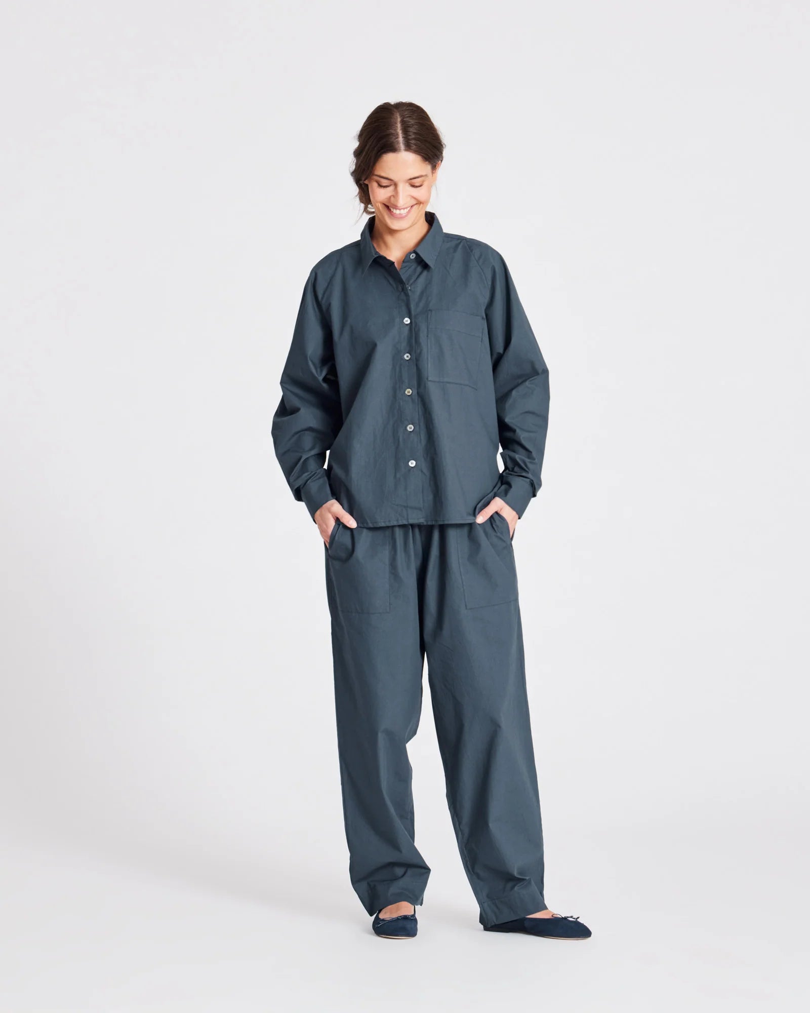 GAI+LISVA Bella Raglan Short Shirt | Denim Blue