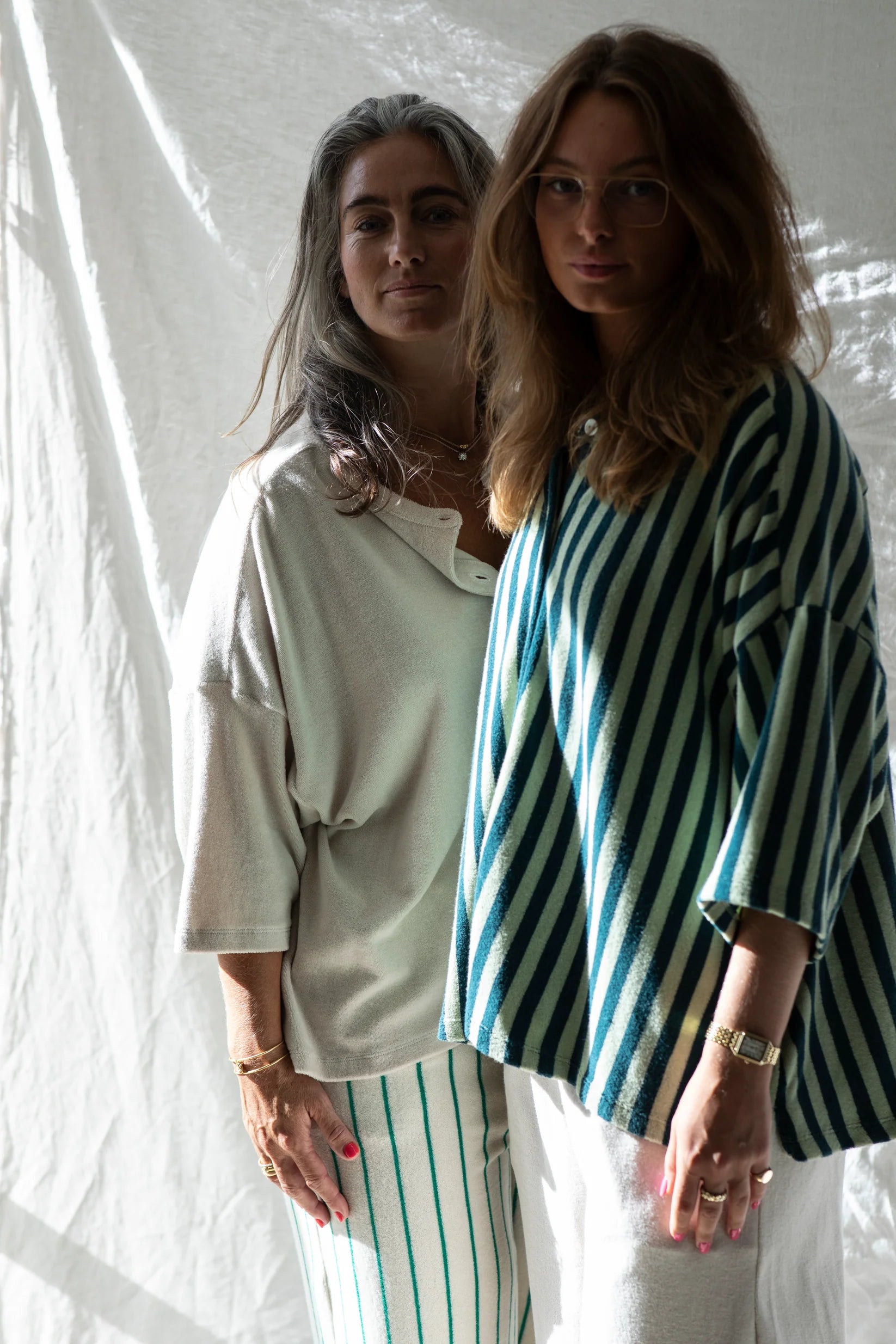 Bongusta Naram Oversize Skjorte | Sea Foam & Deep Teal