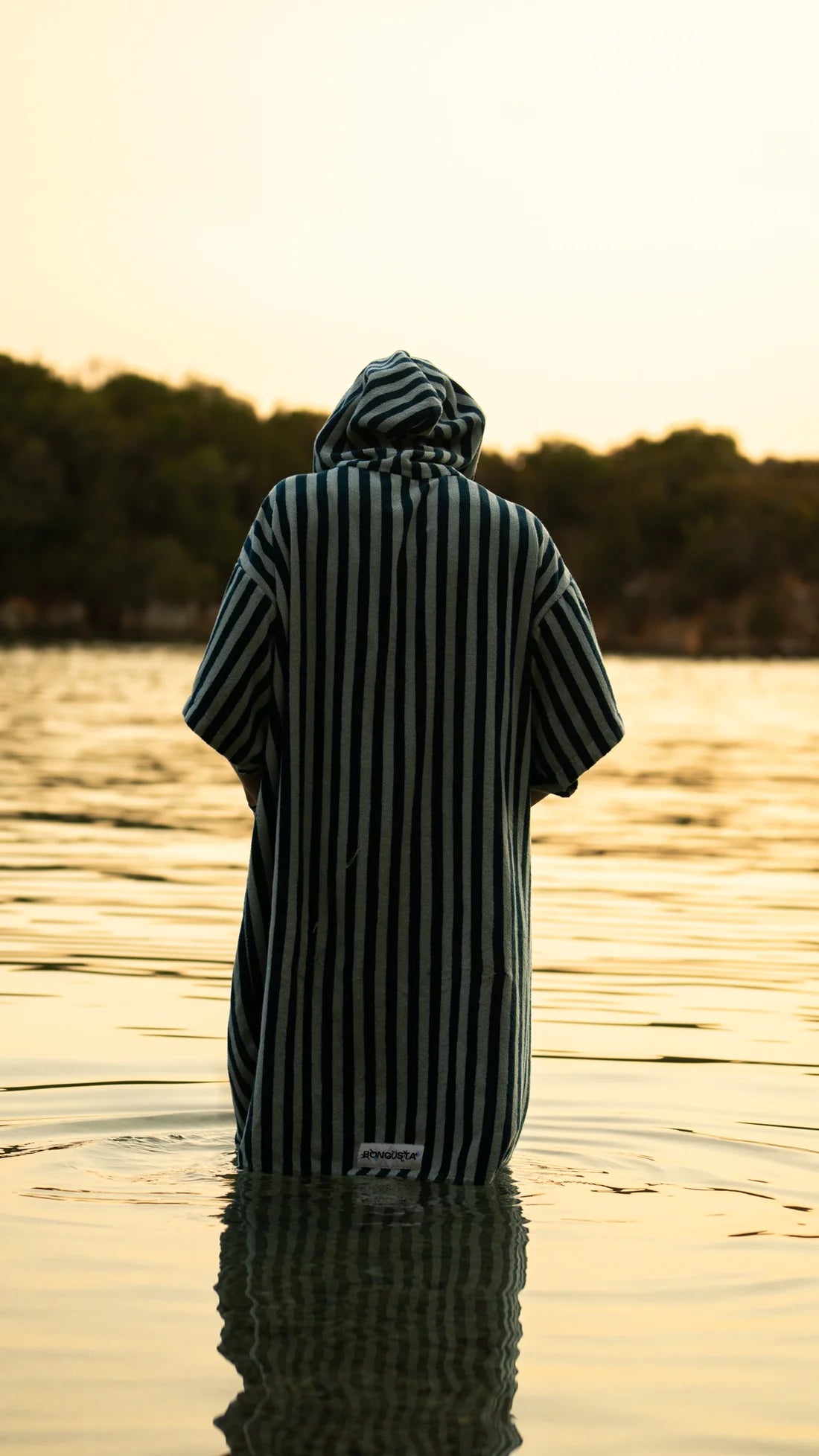 Bongusta Naram Poncho | Sea Foam & Deep Teal