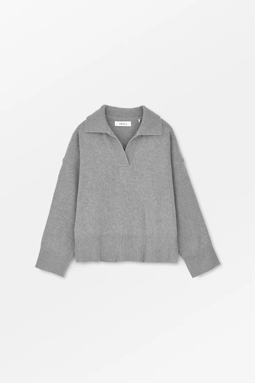 Skall Studio Dean V-neck Jumper | Grey melange