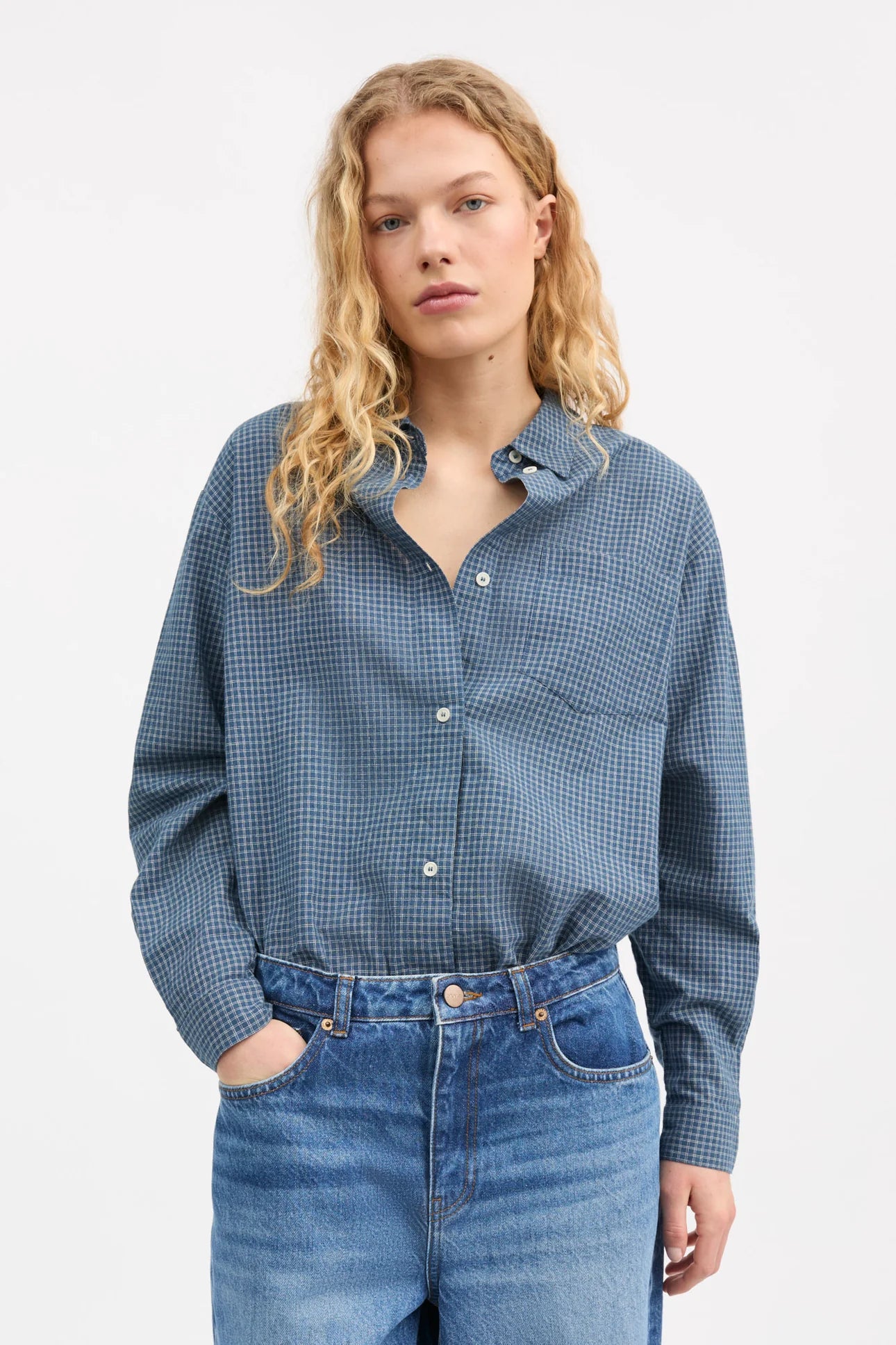 Skall Studio Edgar shirt | Blue/Cream mini check