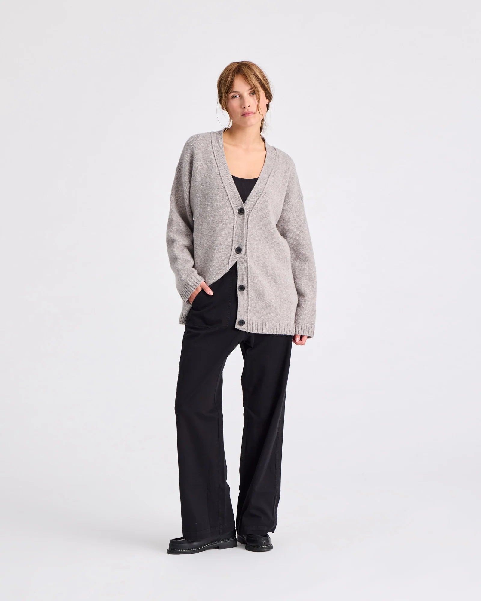 GAI+LISVA Edith Lambswool Cardigan | Stone Grey