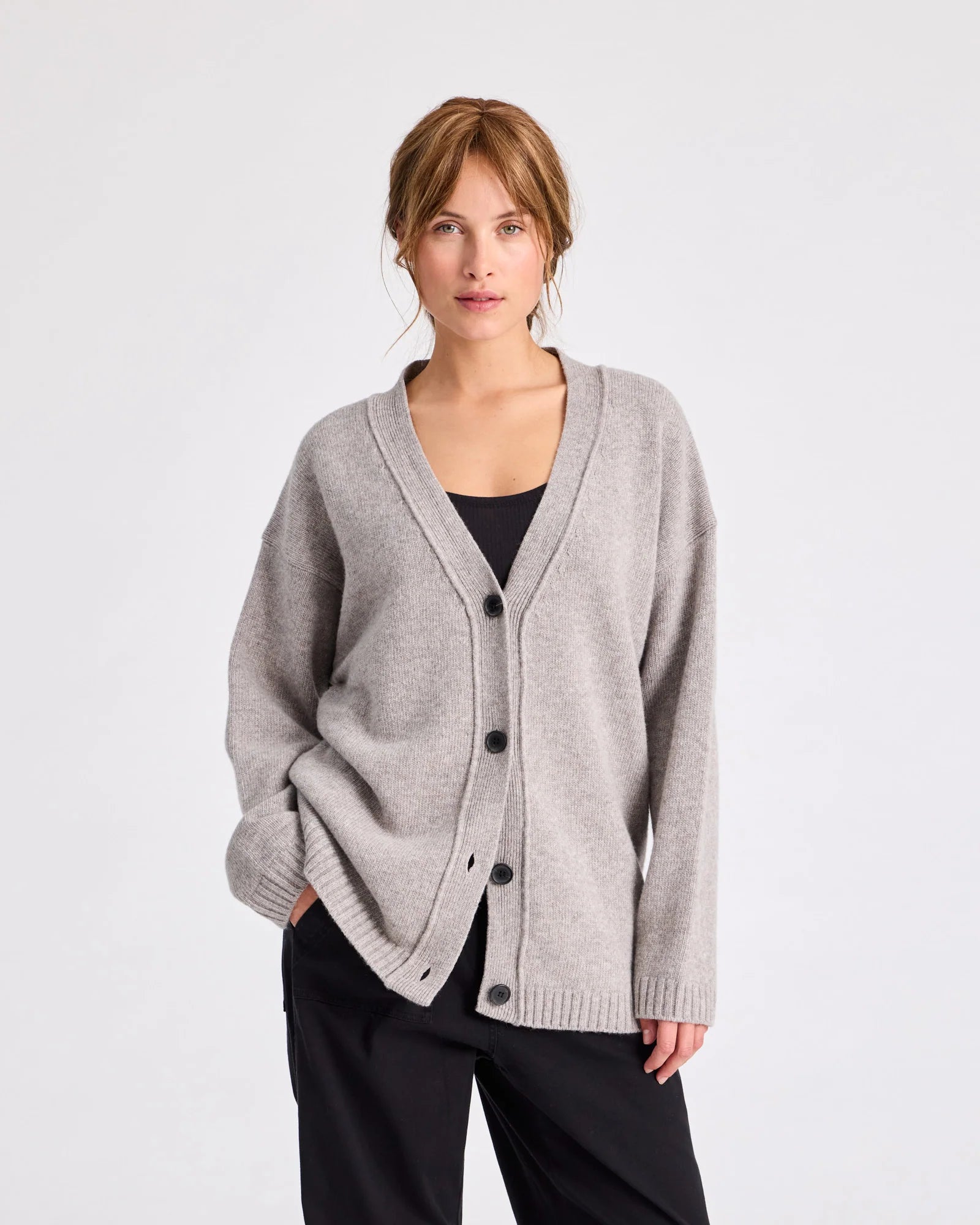 GAI+LISVA Edith Lambswool Cardigan | Stone Grey