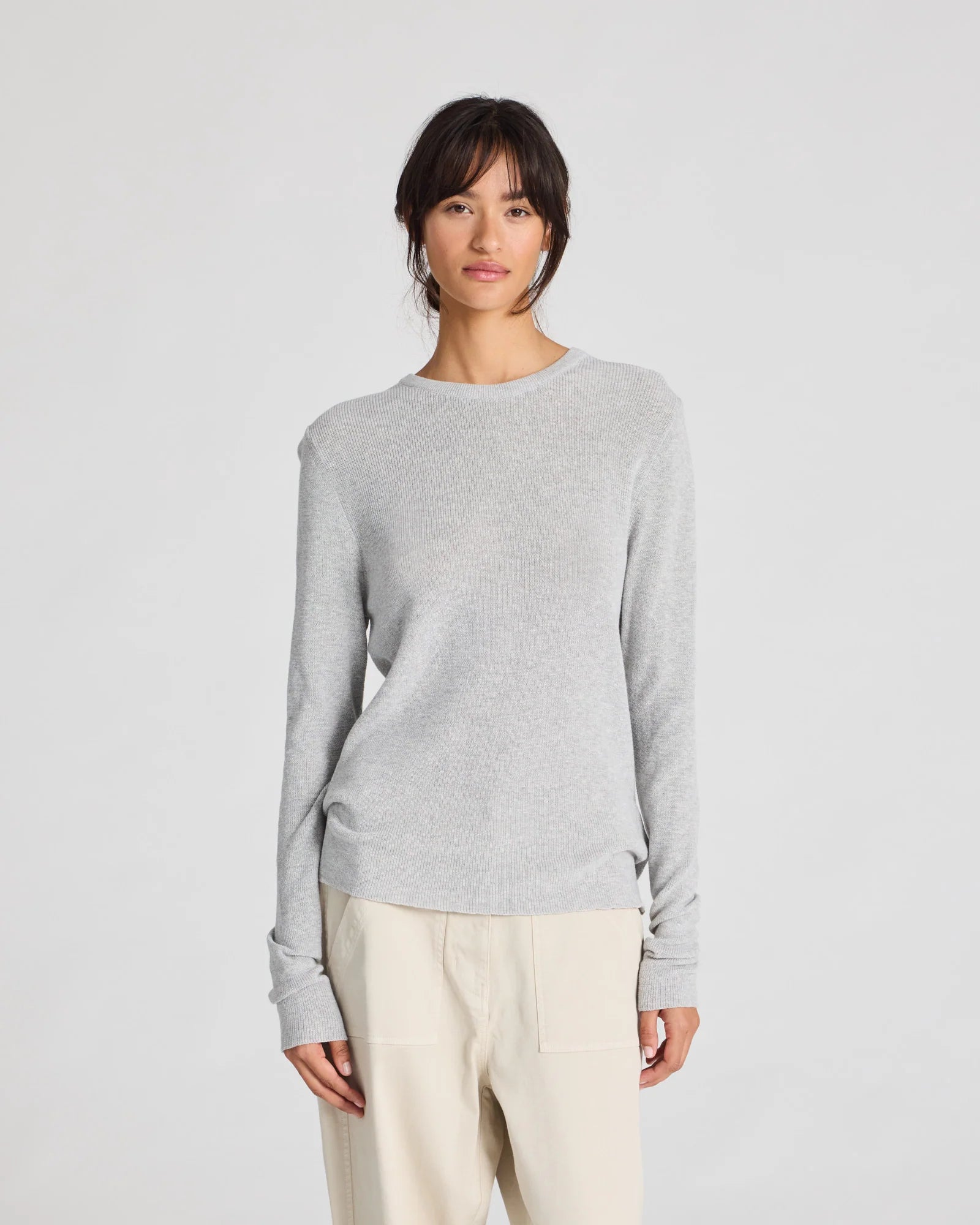 GAI+LISVA Freja Rib Top | Light Grey Melange