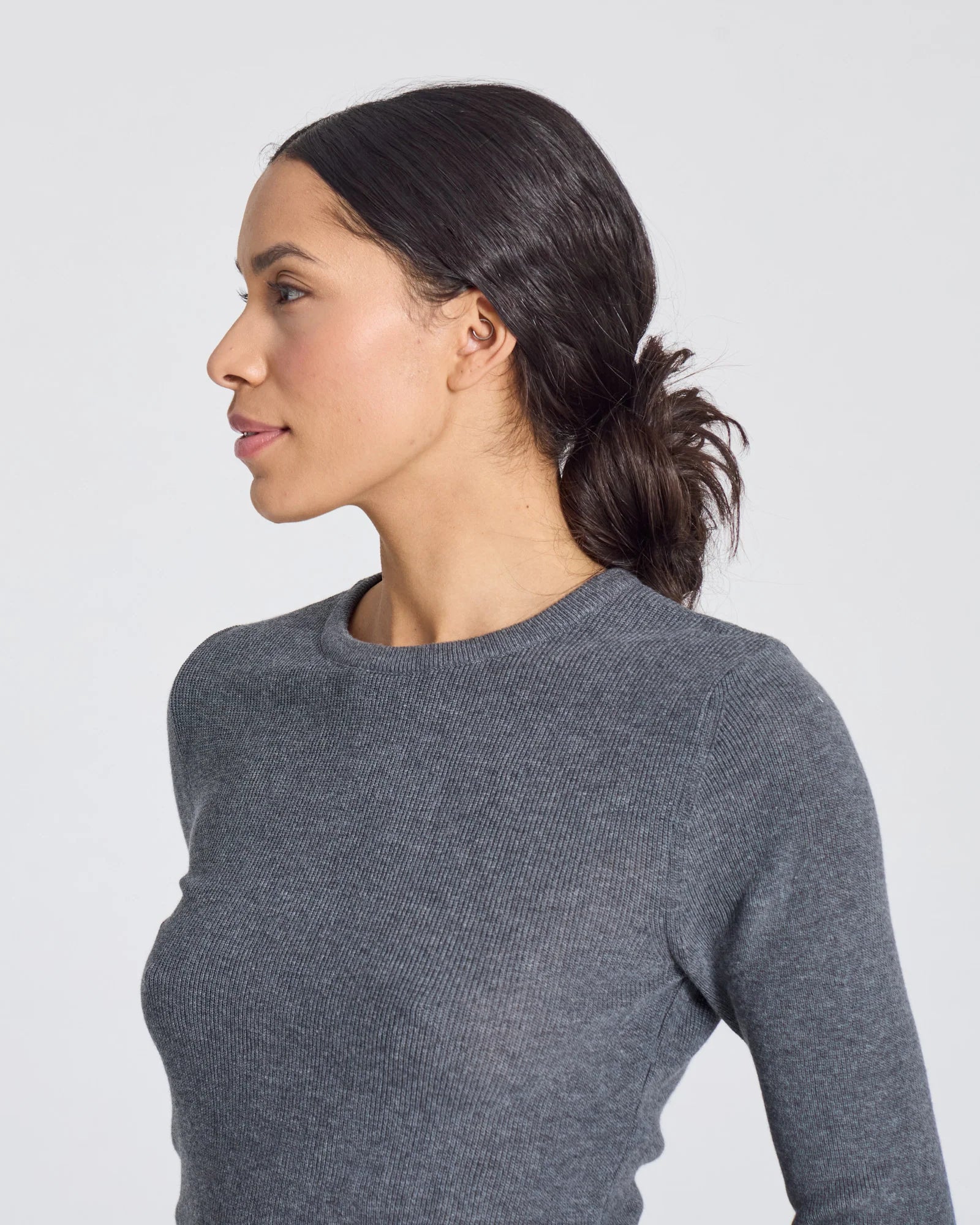 GAI+LISVA Freja Rib Top | Dark Grey Melange