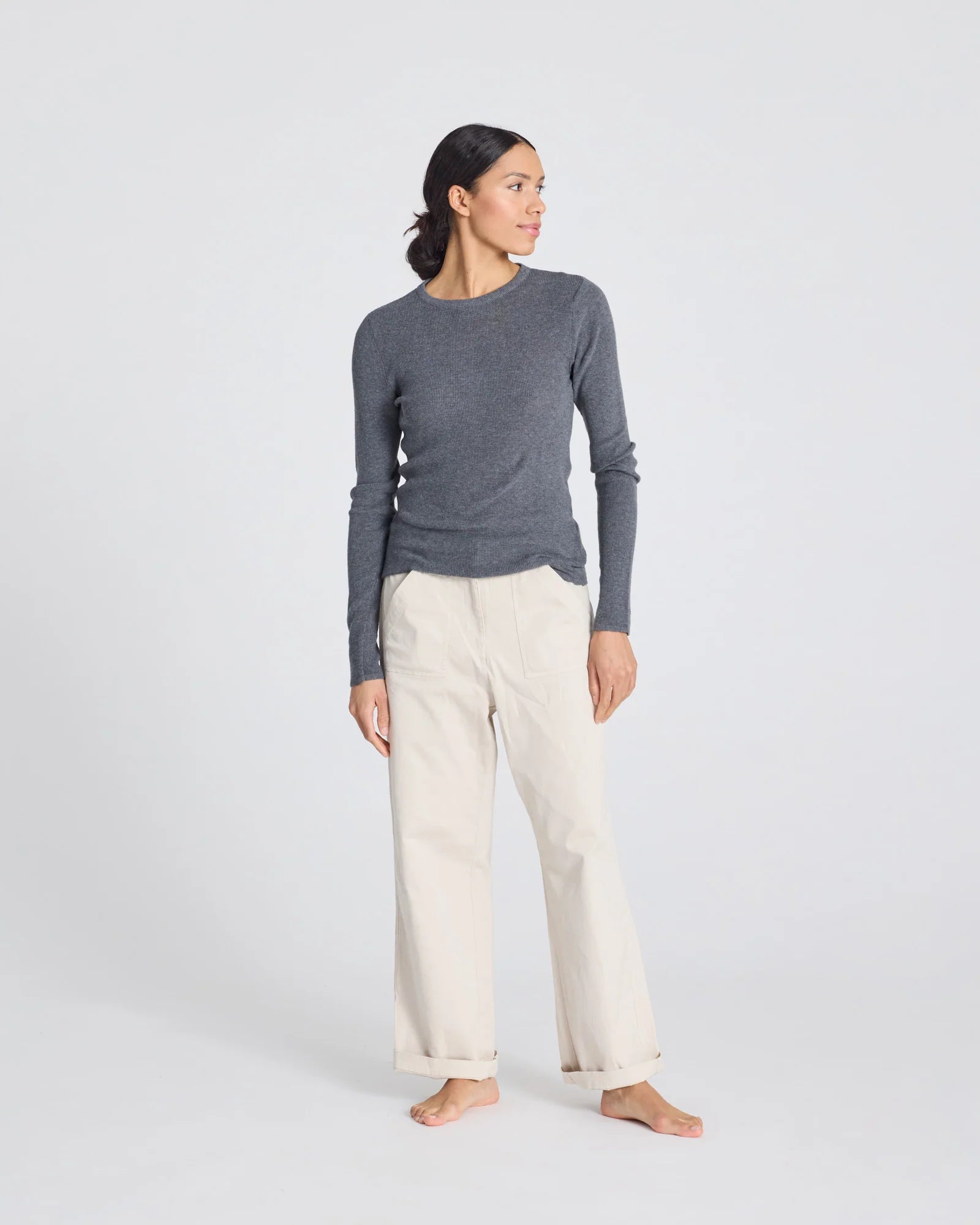 GAI+LISVA Freja Rib Top | Dark Grey Melange