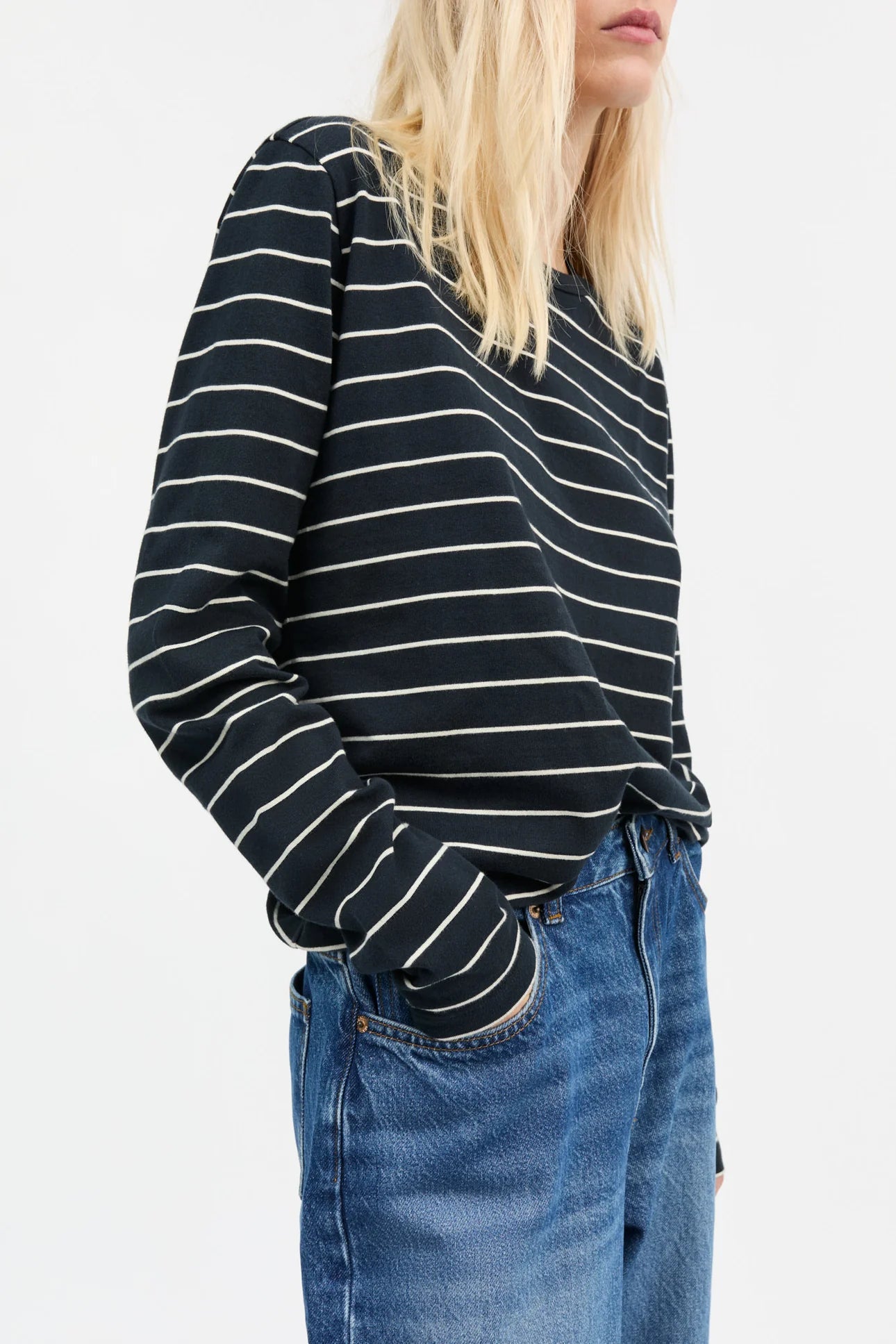 Skall Studio Loui Blouse | Navy/White stripe