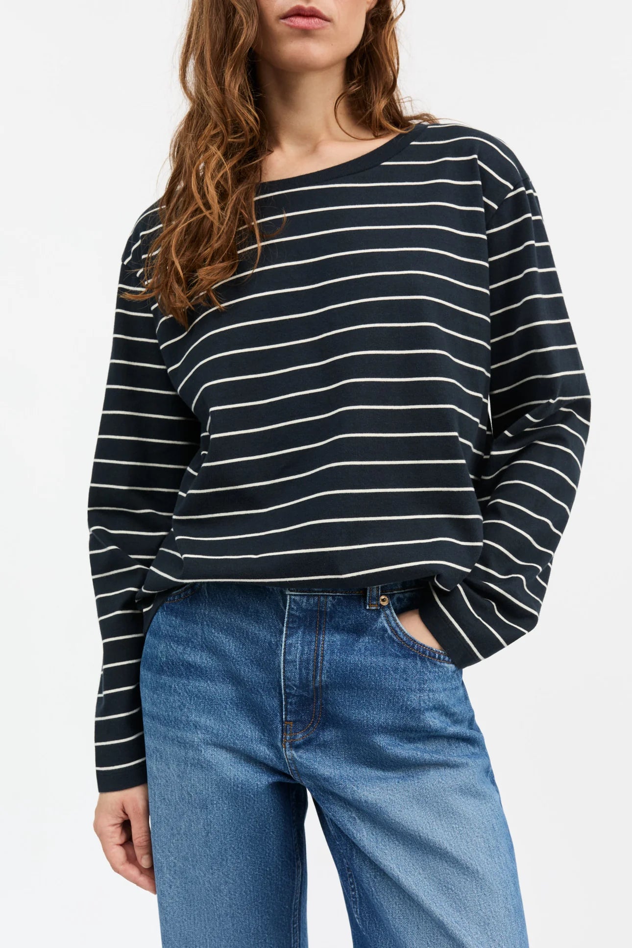 Skall Studio Loui Oversized Blouse | Navy/White stripe