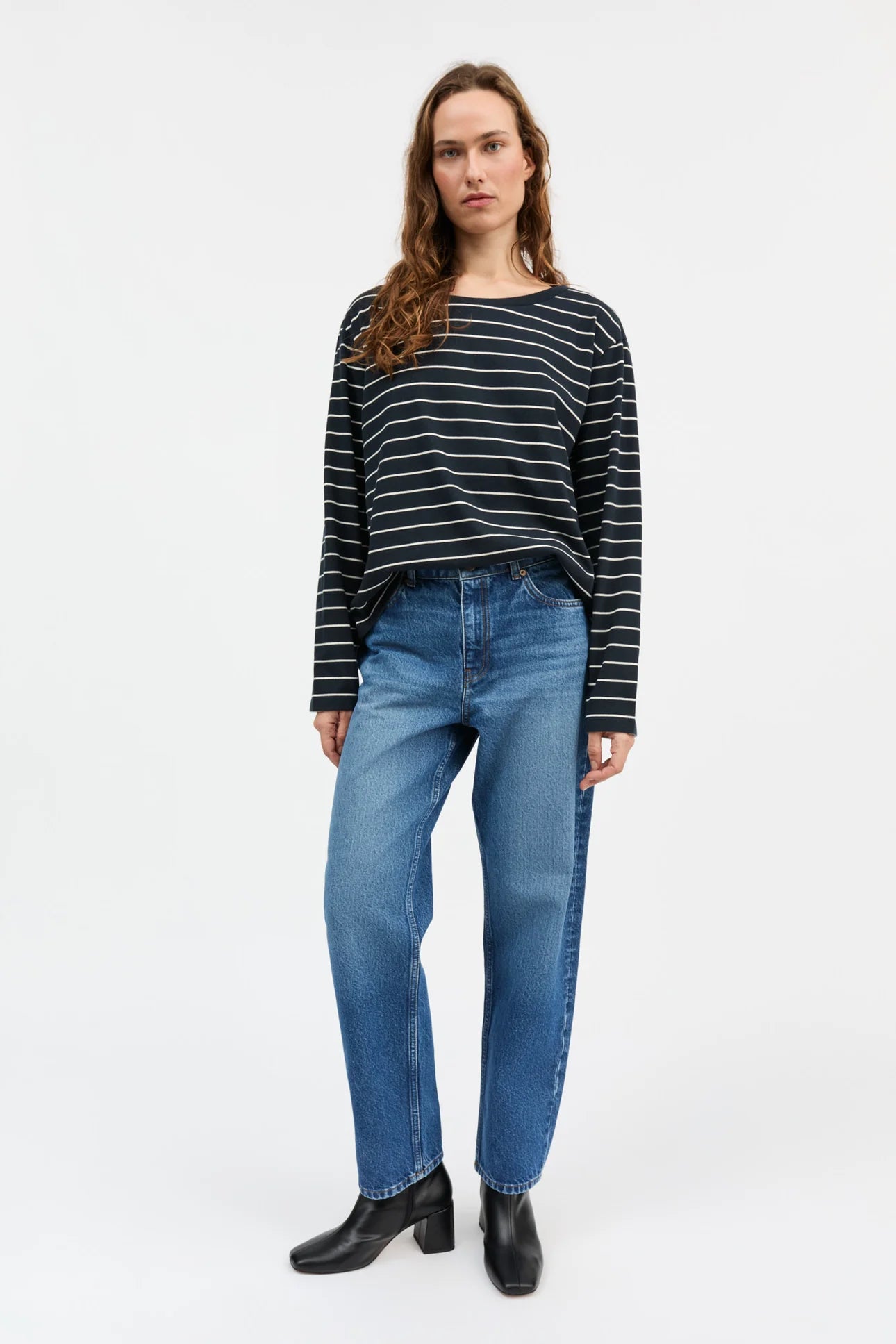 Skall Studio Loui Blouse | Navy/White stripe