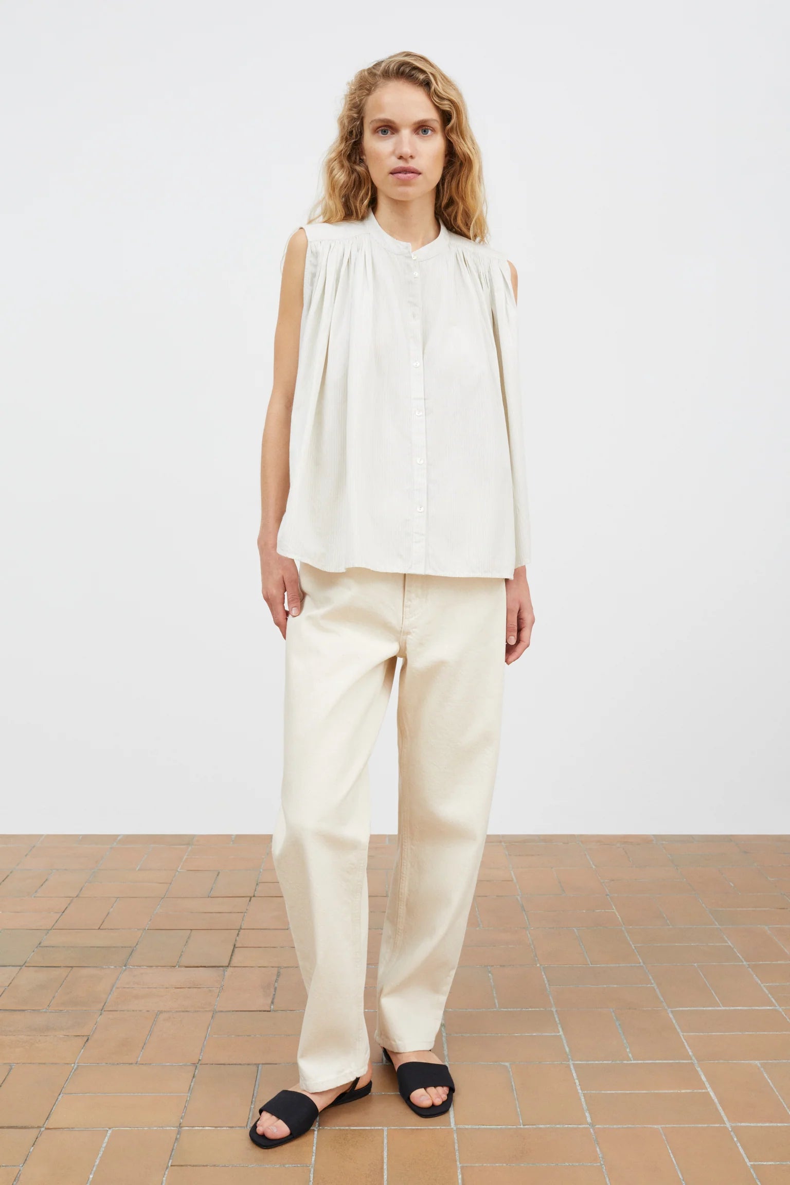 Skall Studio Louise Top | Light Blue/White Stripe