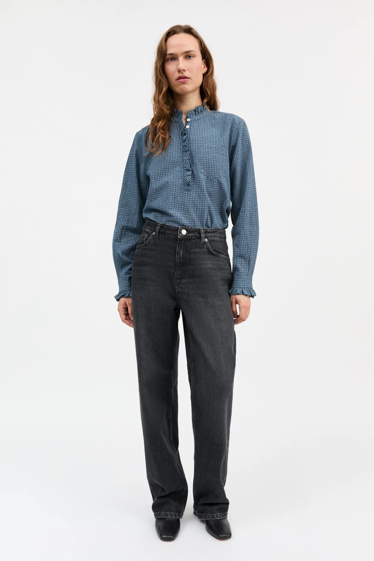 Skall Studio Lune Shirt | Blue/Cream mini check