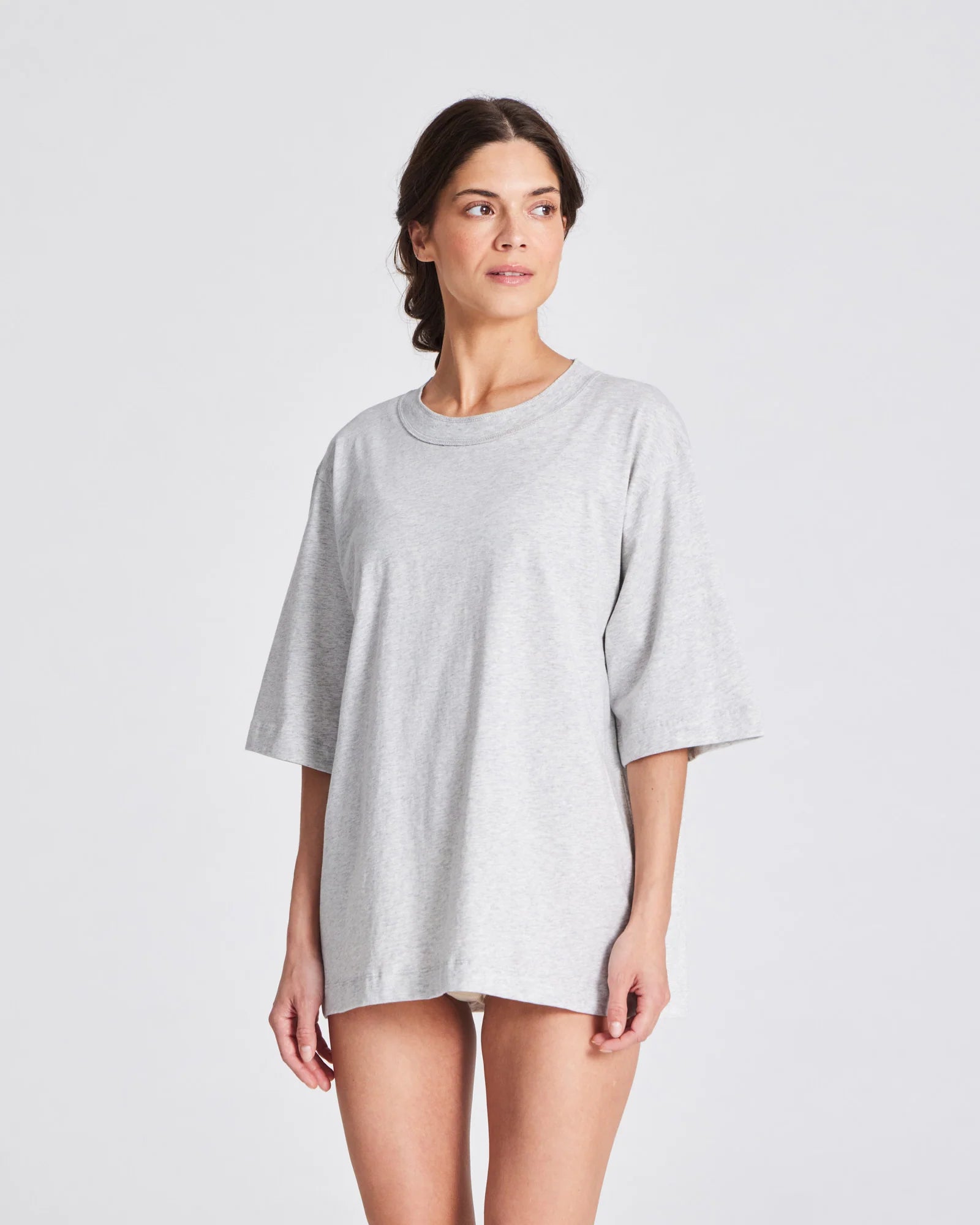 GAI+LISVA Maya Oversize Tee | Light Grey Melange