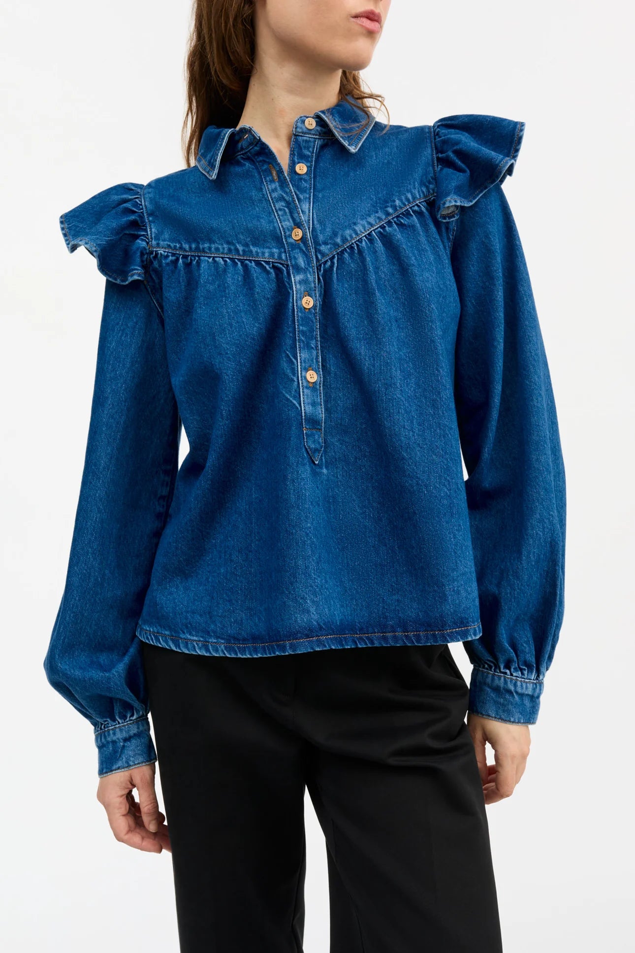 Skall Studio Mille Blouse | Vintage washed blue