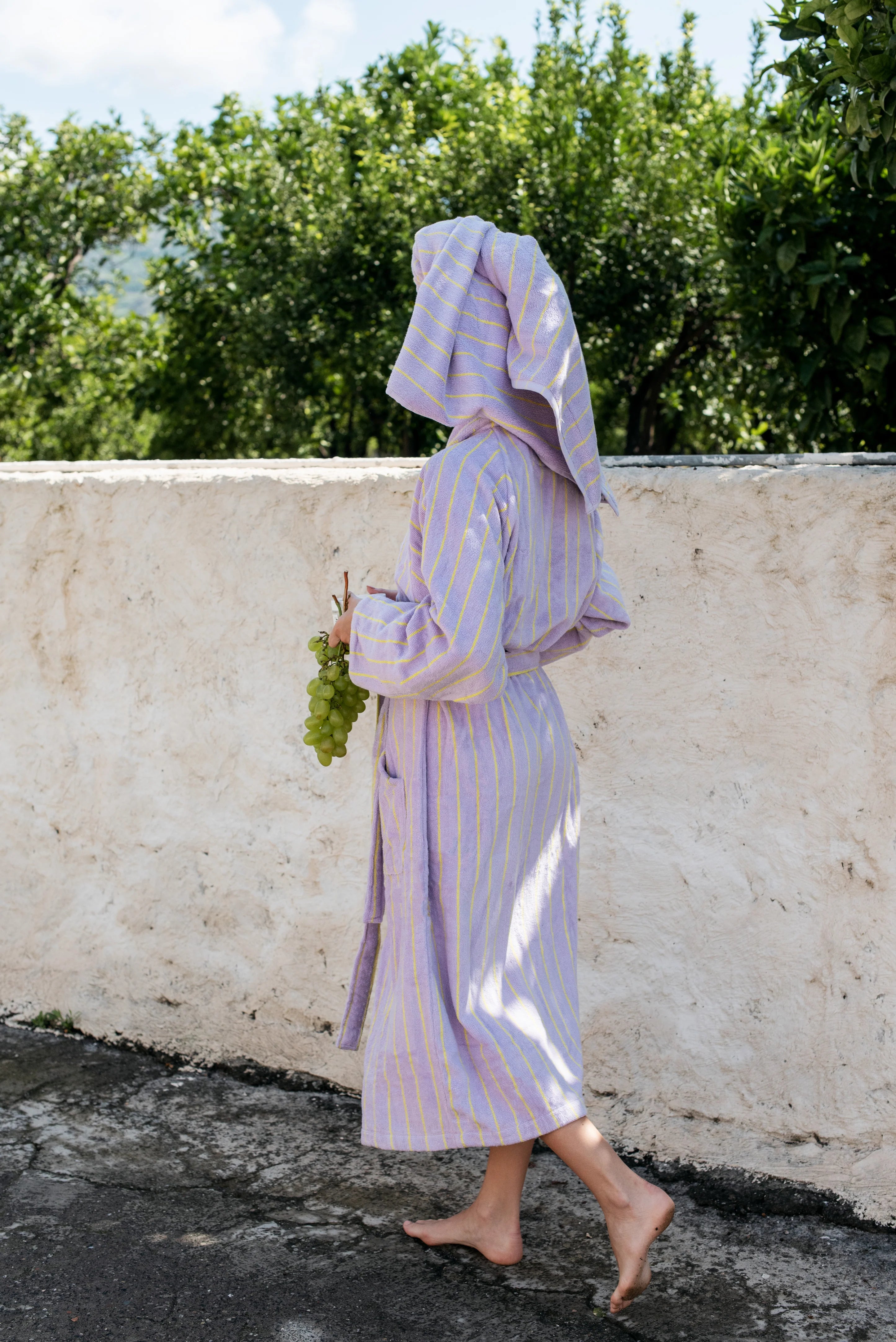 Bongusta Naram Bathrobe | Lilac & Neon Yellow