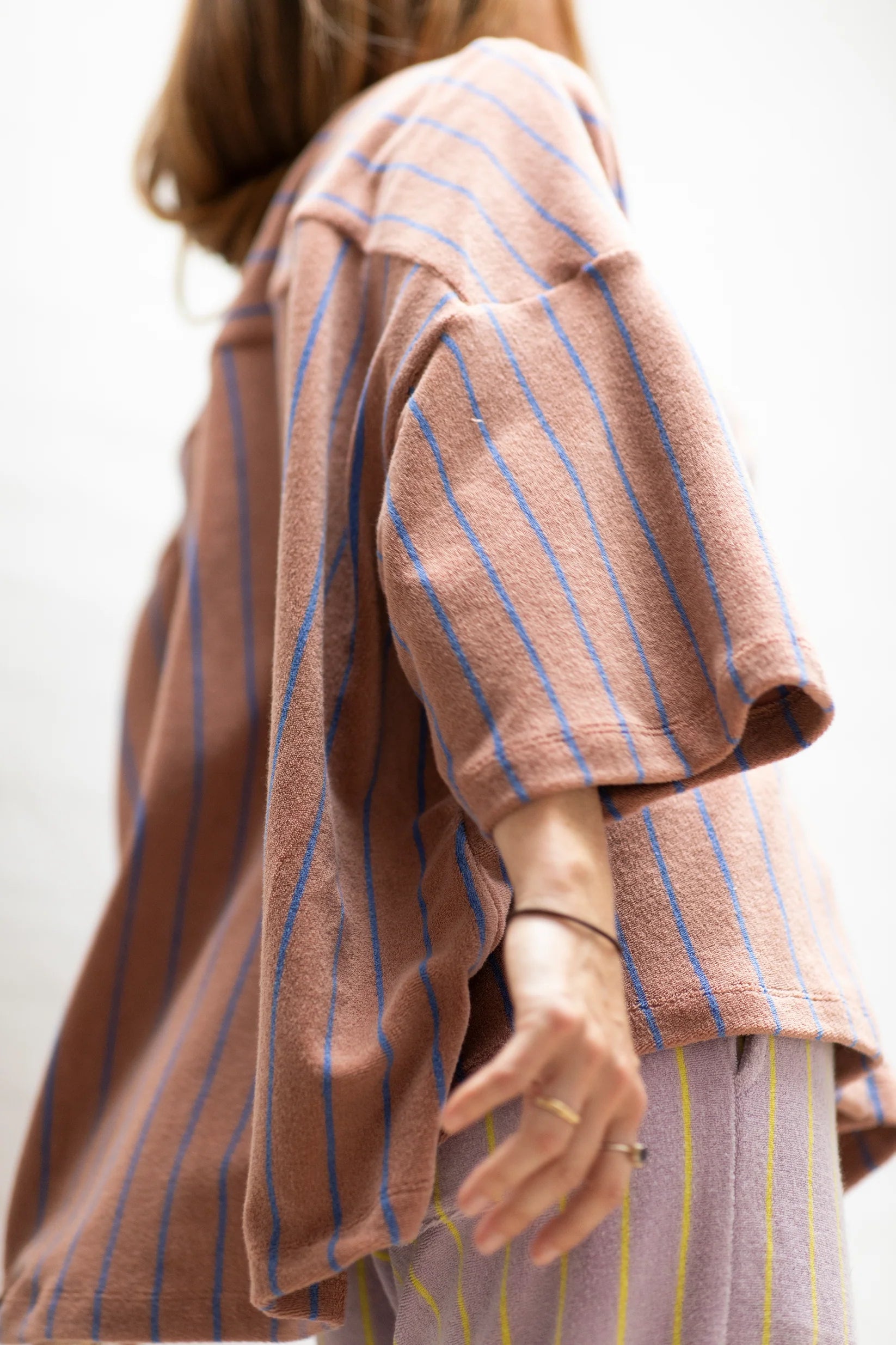 Bongusta Naram Oversize Skjorte | Camel & Ultramarine