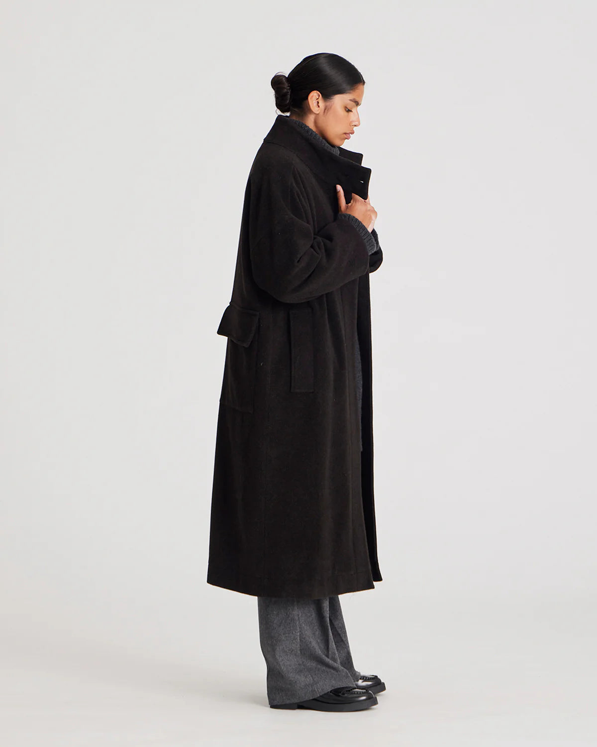 GAI+LISVA Nellie Wool Coat | Mulch/Ecru
