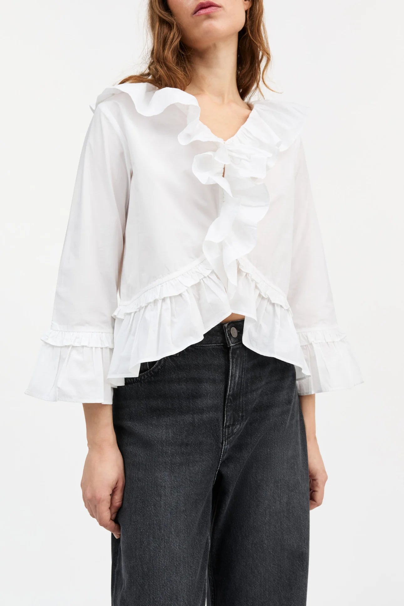 Skall Studio Rimini flounce blouse | Optic White