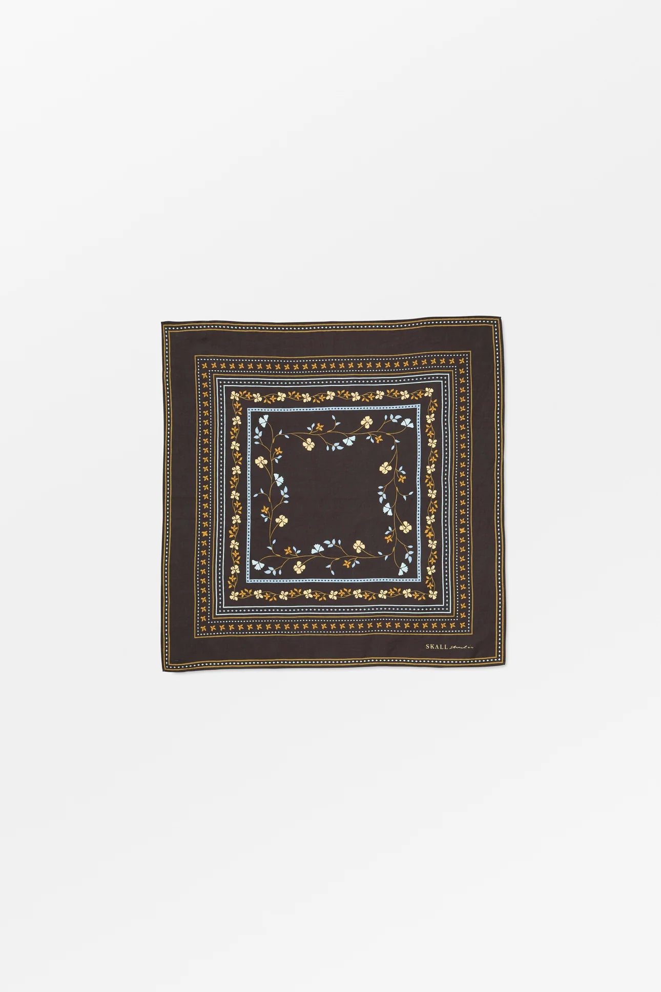 Skall Studio Floral Scarf (55x55) | Dark Brown